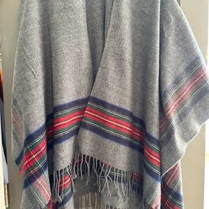Gray Striped Fringe Shawl